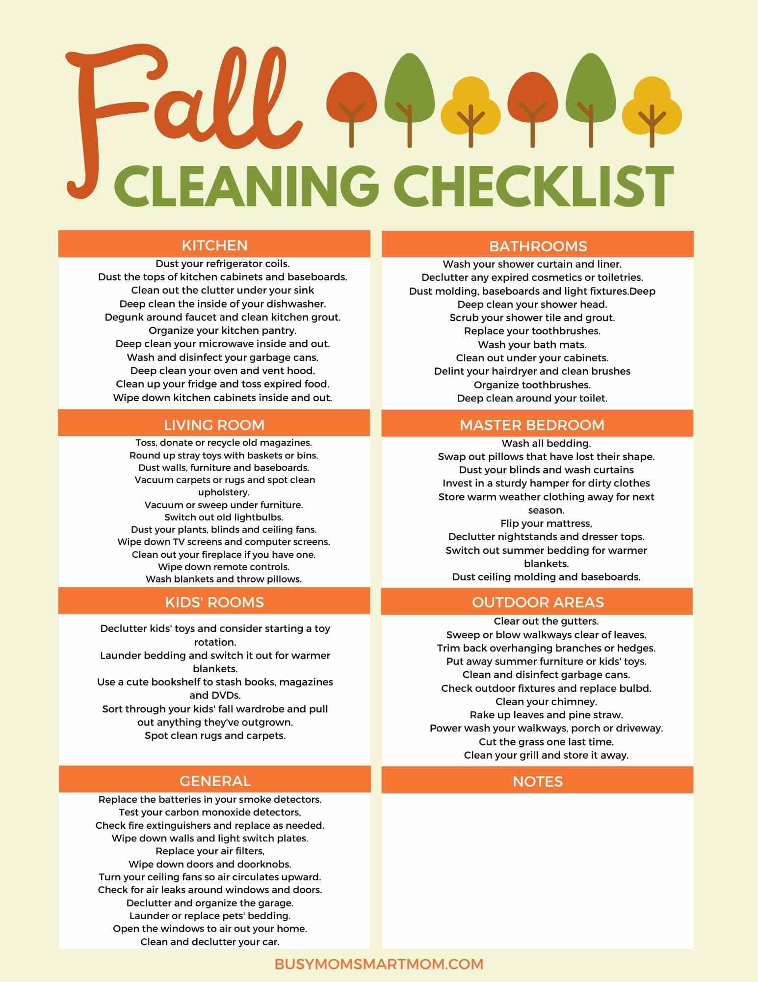 Ultimate Fall Cleaning Checklist 2023 [Fall Cleaning Checklist ...