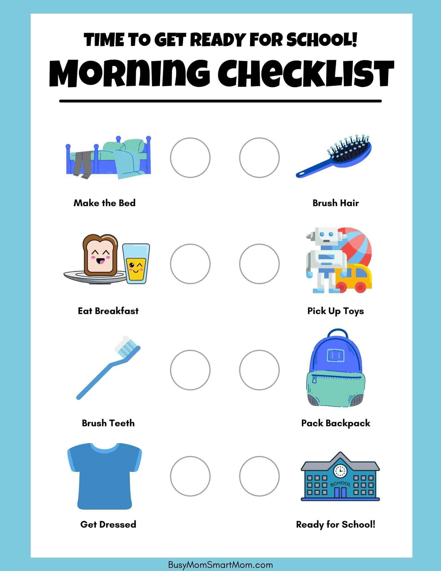 Morning Routine Chart (5 Amazing Printable Morning Routine Charts for ...