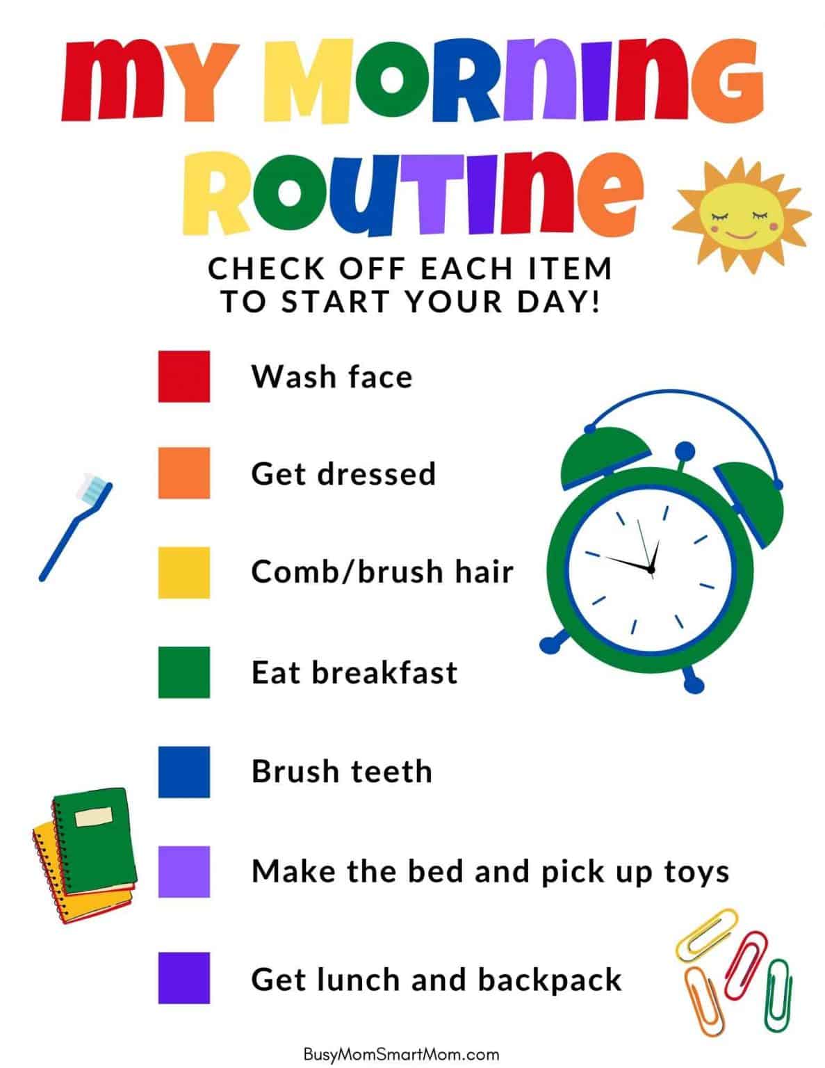 Morning Routine Chart (5 Amazing Printable Morning Routine Charts for ...