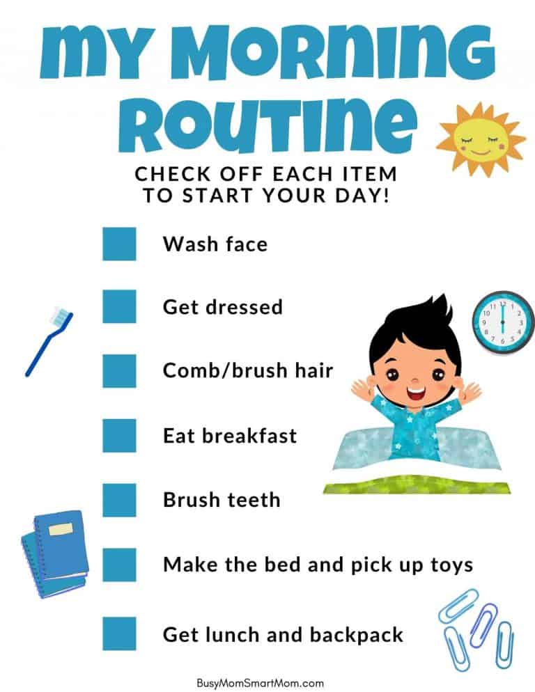 Morning Routine Chart (5 Amazing Printable Morning Routine Charts for ...