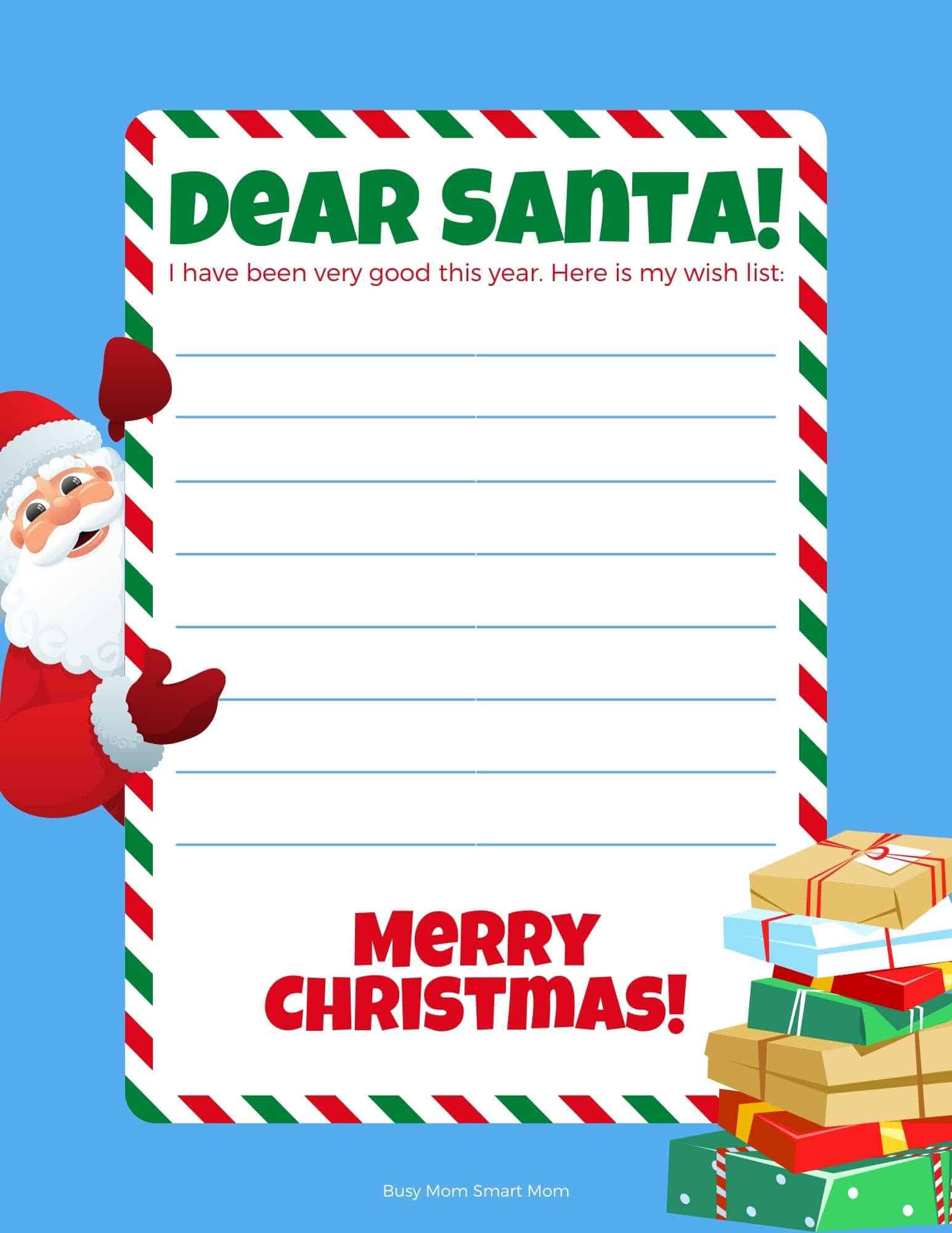 Christmas Wish List Printable (4 Free Santa Wish List Templates for ...