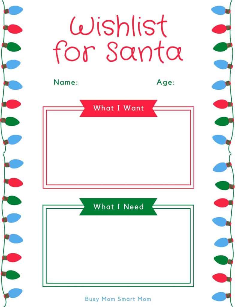 Christmas Wish List Printable (4 Free Santa Wish List Templates for