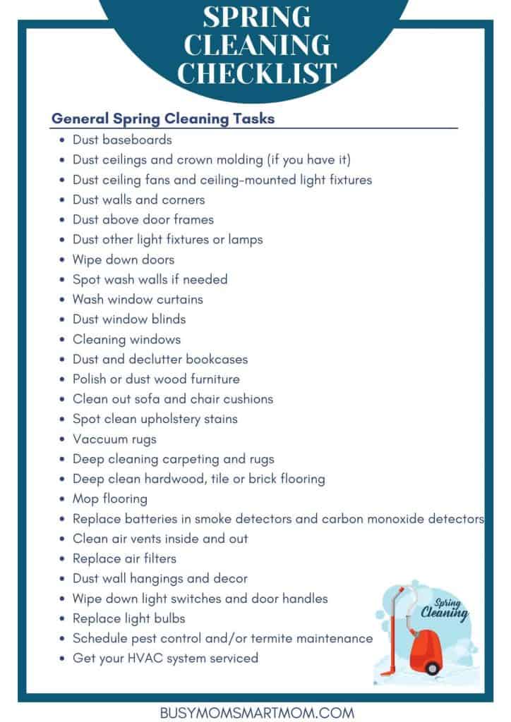 Printable Spring Cleaning Checklist 2023 Easy Free Download Busy Mom 